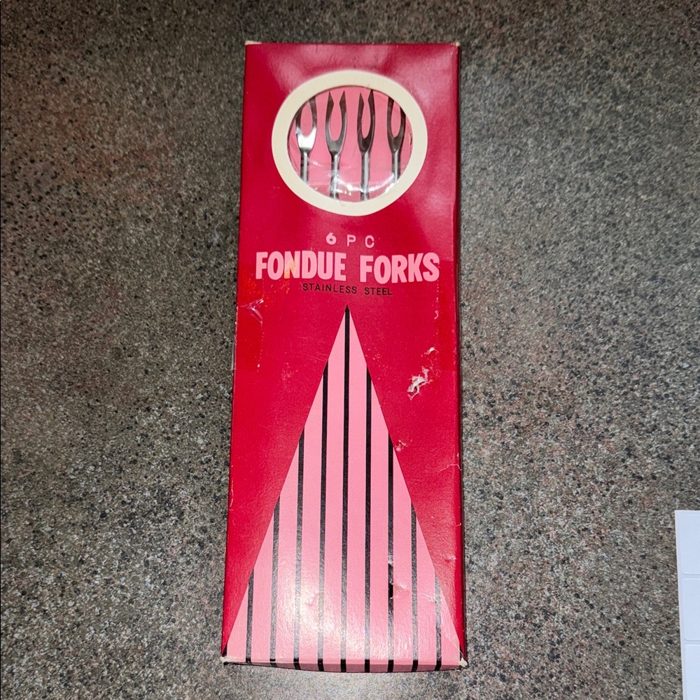 Vintage 6-Piece Stainless Steel brown Fondue Forks Set new